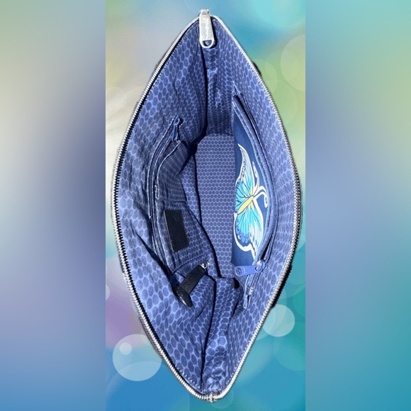 Brighton Embroidered Butterfly Saffiano Vinyl Bag  Wallet Scarf Dust Bag & Box - Picture 8 of 17